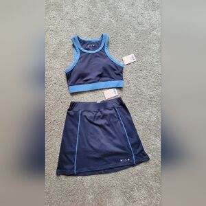 NWT Wilo Tennis Sports Bra and Skort Set in Navy